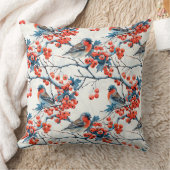 シームレスタイトマウスの鳥、冬の雪の枝、行 クッション (ブランケット)