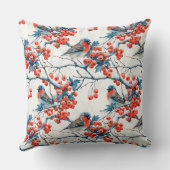 シームレスタイトマウスの鳥、冬の雪の枝、行 クッション (裏面)