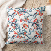 シームレスタイトマウスの鳥、冬の雪の枝、行 クッション (ブランケット)