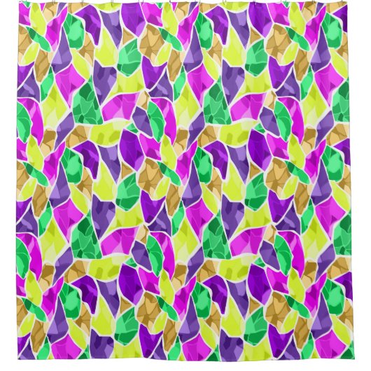 シームレスタイルモザイク万華鏡のように千変万化するパターン抽象芸術 モダン シャワーカーテン (正面)