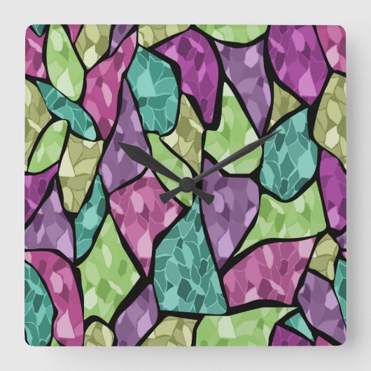 シームレスタイルモザイク万華鏡のように千変万化するパターン抽象芸術 モダン スクエア壁時計 (正面)