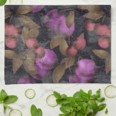 シームレスダークプラムフルーツ紫の果実さくらんぼpa キッチンタオル (折り畳み)