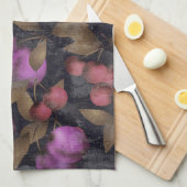 シームレスダークプラムフルーツ紫の果実さくらんぼpa キッチンタオル (四つ折り)