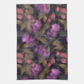 シームレスダークプラムフルーツ紫の果実さくらんぼpa キッチンタオル (縦)