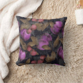 シームレスダークプラムフルーツ紫の果実さくらんぼpa クッション (ブランケット)