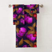 シームレスダークプラムフルーツ紫の果実さくらんぼpa バスタオルセット (インサイチュ)