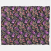 シームレスダークプラムフルーツ紫の果実さくらんぼpa フリースブランケット (正面(横))