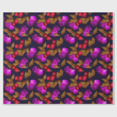 シームレスダークプラムフルーツ紫の果実さくらんぼpa ラッピングペーパー (フラット)