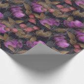 シームレスダークプラムフルーツ紫の果実さくらんぼpa ラッピングペーパー (角)