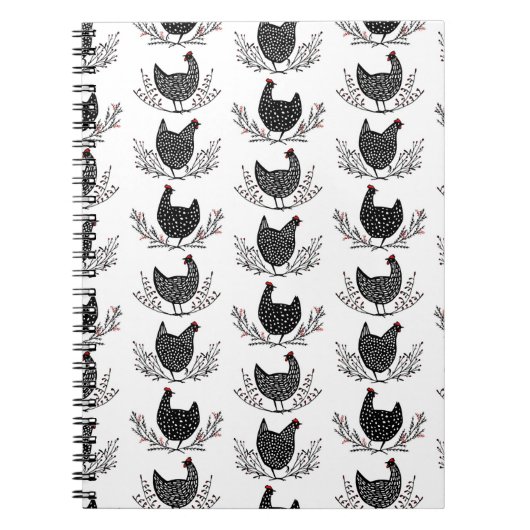 シームレスチキンパターン ノートブック (正面)