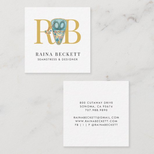 シームレスデザイナーハサミ スクエア名刺 (正面/裏面)