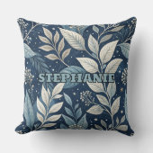 シームレスナイトガーデン植物模様 クッション (正面)