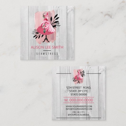 シームレスハンド縫いドレスメーカースクエアビジネスCa スクエア名刺 (正面/裏面)