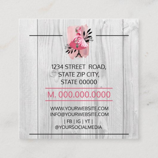 シームレスハンド縫いドレスメーカースクエアビジネスCa スクエア名刺 (裏面)