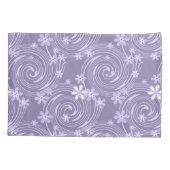 シームレスバイオレット渦巻きラバンダー色の花フローラ 枕カバー (裏面)