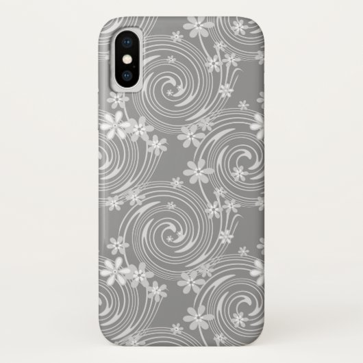 シームレスバイオレット渦巻きラバンダー色の花フローラ Case-Mate iPhoneケース (裏面)