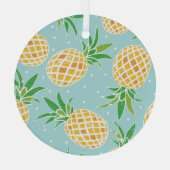 シームレスパイナップルパターン熱帯プリント ガラスオーナメント (裏面)