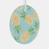シームレスパイナップルパターン熱帯プリント ガラスオーナメント (正面右)