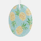 シームレスパイナップルパターン熱帯プリント ガラスオーナメント (正面左)