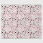 シームレスパステルフローラ花ピンク赤面葉t ラッピングペーパー (フラット)