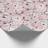 シームレスパステルフローラ花ピンク赤面葉t ラッピングペーパー (角)