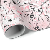 シームレスパステルフローラ花ピンク赤面葉t ラッピングペーパー (ロールコーナー)