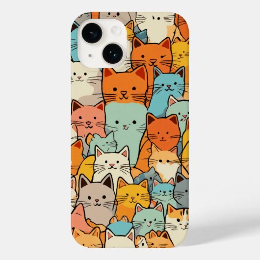 シームレスパターンかわいいかわいい猫ケースメイトiPhone Case-Mate iPhoneケース (裏面)