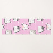 シームレスパターンかわいいかわいい猫ハートライン ヨガマット (正面(横))