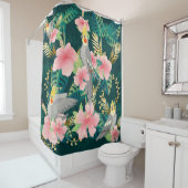 シームレスパターンかわいいオウムはgreに座る シャワーカーテン (インサイチュ)