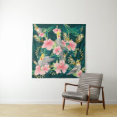 シームレスパターンかわいいオウムはgreに座る タペストリー (インサイチュ)