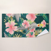 シームレスパターンかわいいオウムはgreに座る バスタオル (バスタオル)