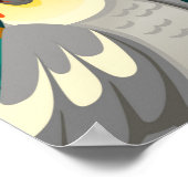 シームレスパターンかわいいオウムはgreに座る ポスター (角)