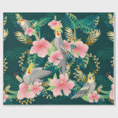 シームレスパターンかわいいオウムはgreに座る ラッピングペーパー (フラット)