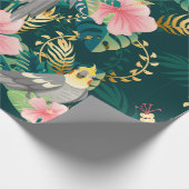 シームレスパターンかわいいオウムはgreに座る ラッピングペーパー (角)