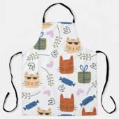 シームレスパターンかわいい猫たち エプロン (正面)