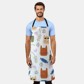シームレスパターンかわいい猫たち エプロン (着用した状態)