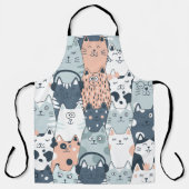 シームレスパターンかわいい猫たち エプロン (正面)