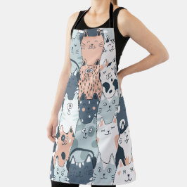 シームレスパターンかわいい猫たち エプロン