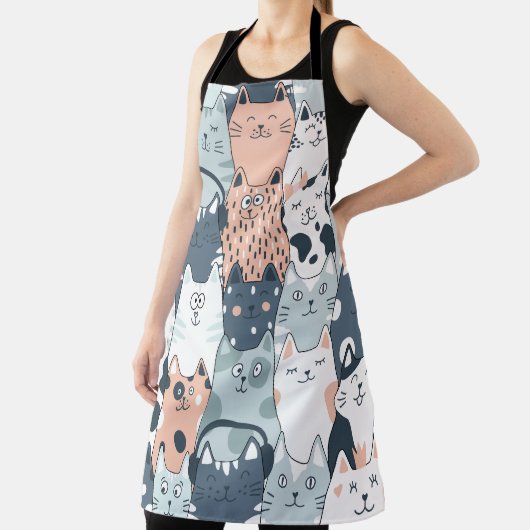 シームレスパターンかわいい猫たち エプロン (インサイチュ)
