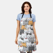 シームレスパターンかわいい猫たち エプロン (着用した状態)