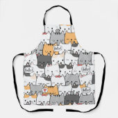 シームレスパターンかわいい猫たち エプロン (正面)