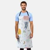 シームレスパターンかわいい猫たち エプロン (着用した状態)