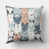 シームレスパターンかわいい猫たち クッション (裏面)