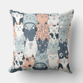 シームレスパターンかわいい猫たち クッション (正面)