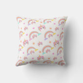 シームレスパターンかわいい魔法のユニコーン投げ枕 クッション (裏面)