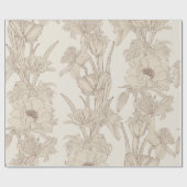 シームレスパターンと春ラインの花。 ラッピングペーパー (フラット)