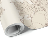 シームレスパターンと春ラインの花。 ラッピングペーパー (ロールコーナー)