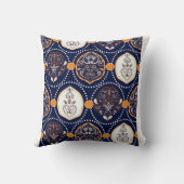 シームレスパターンオーナメントフローラ抽象芸術 クッション (裏面)