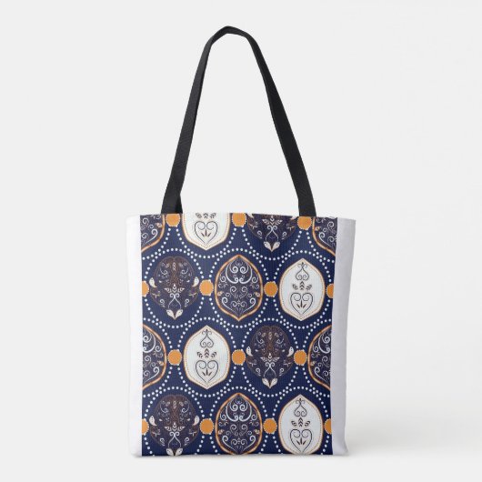 シームレスパターンオーナメントフローラ抽象芸術 トートバッグ (裏面)