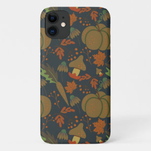 シームレスパターンカボチャとニンジンのダークバックグラウンド iPhone 11 ケース